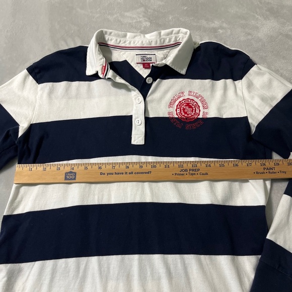 Tommy Hilfiger Rugby Polo Striped Shirt Dress Small Blue White Striped Collared - Picture 6 of 13